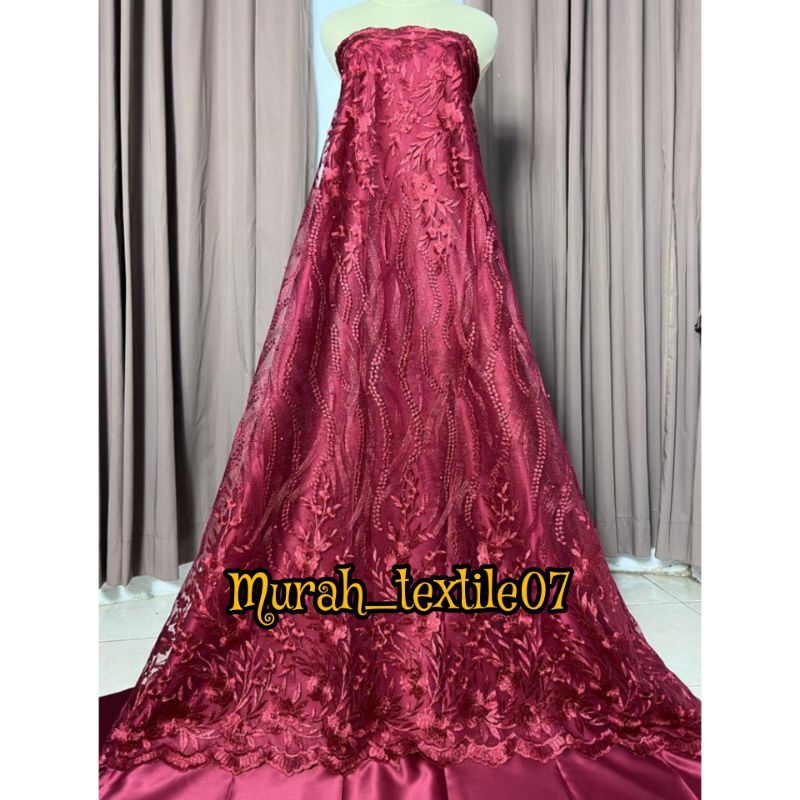 Kain Tile Tulle / Bordir pinggiran/Bahan kebaya harga per 0, 5m