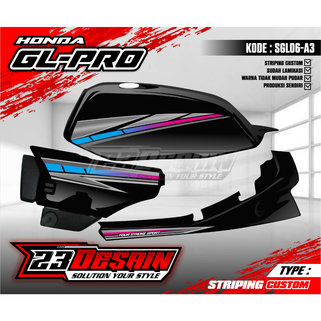 Striping Variasi GL Simple Sticker Kekinian striping herex gl herex striping tiger striping cjdw str