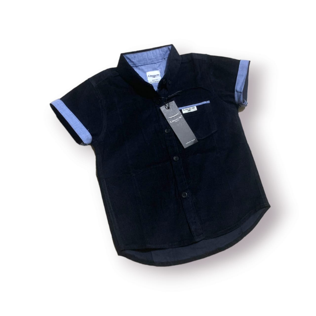 Kemeja Anak 1-13 Tahun Lengan Pendek Warna Hitam Katun Super Adem By LIBAS Bisa COD