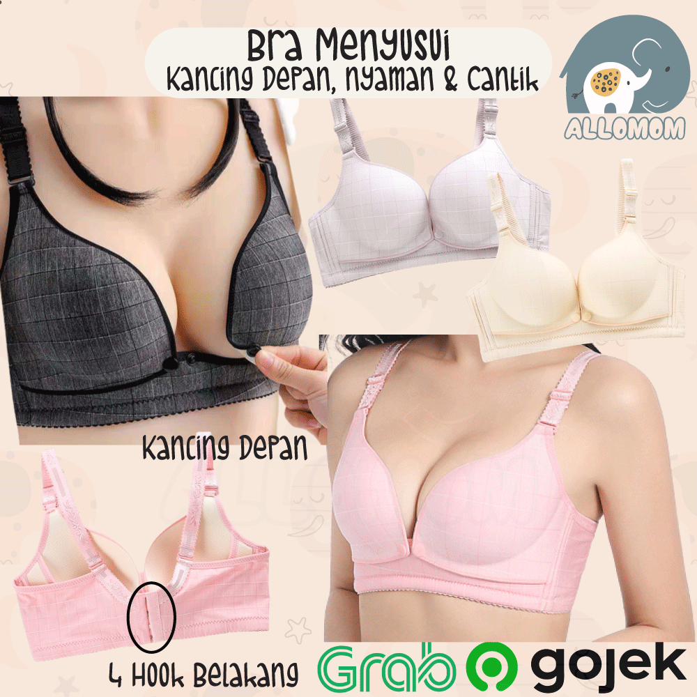 Bra Menyusui Kancing Depan Tanpa Kawat Seamless Pakaian Dalam Wanita Ibu Hamil Nursing Bra / Maternity Bra Busa BH Busui