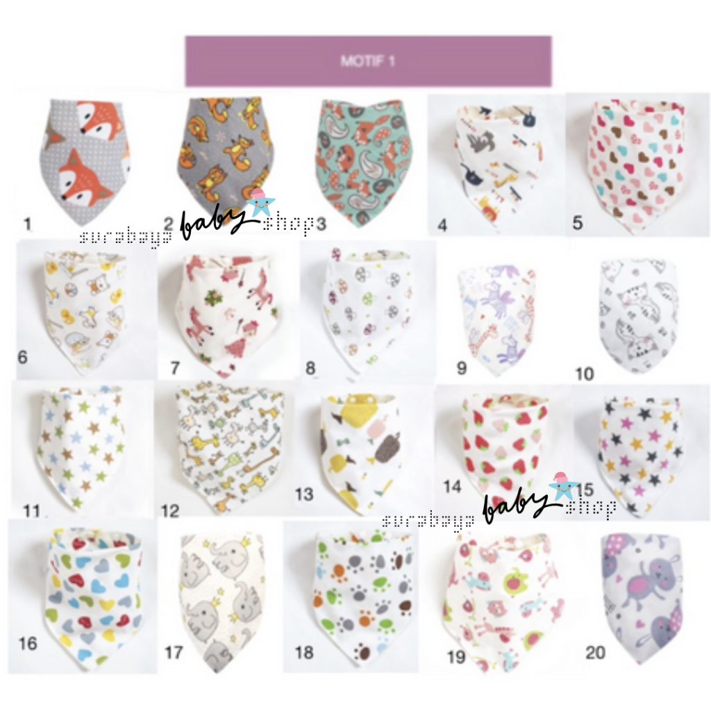 Slabber Kain Katun Kancing Baby BOY &amp; GIRL Bayi Celemek Makan Tatakan Tadah Liur Iler Sluber Slaber - 387101