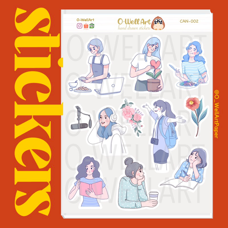 

Aesthetic Cyan Gilr Stickers - Stiker Jurnaling Aesthetic Soft ( CAN-002 )