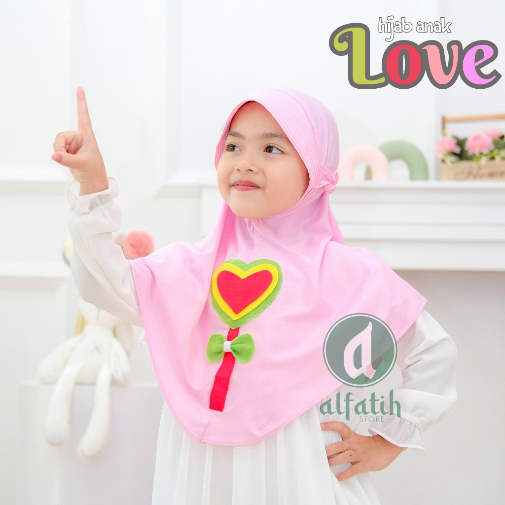 JILBAB ANAK TK - SD LOVE / LOVE / JILBAB ANAK USIA 4-7 TAHUN / PAKAIAN MUSLIM ANAK PEREMPUAN / KERUDUNG ANAK TK / HIJAB ANAK TK-SD KHIMAR ANAK