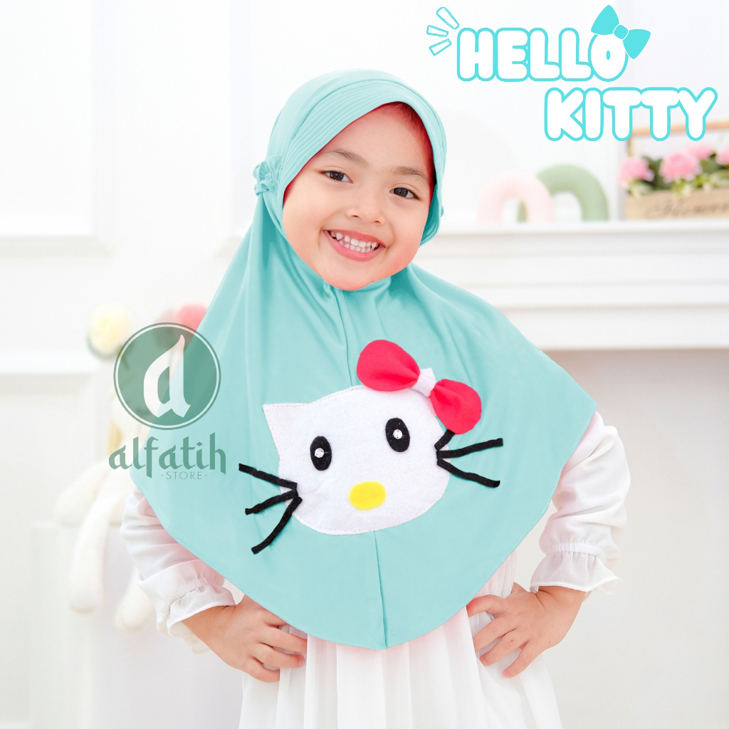 JILBAB ANAK TK - SD HELLO KITTY / HELLO KITTY / JILBAB ANAK USIA 4-7 TAHUN / PAKAIAN MUSLIM ANAK PEREMPUAN / KERUDUNG ANAK TK / HIJAB ANAK TK-SD KHIMAR ANAK