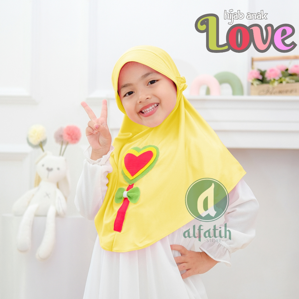 JILBAB ANAK TK - SD LOVE / LOVE / JILBAB ANAK USIA 4-7 TAHUN / PAKAIAN MUSLIM ANAK PEREMPUAN / KERUDUNG ANAK TK / HIJAB ANAK TK-SD KHIMAR ANAK
