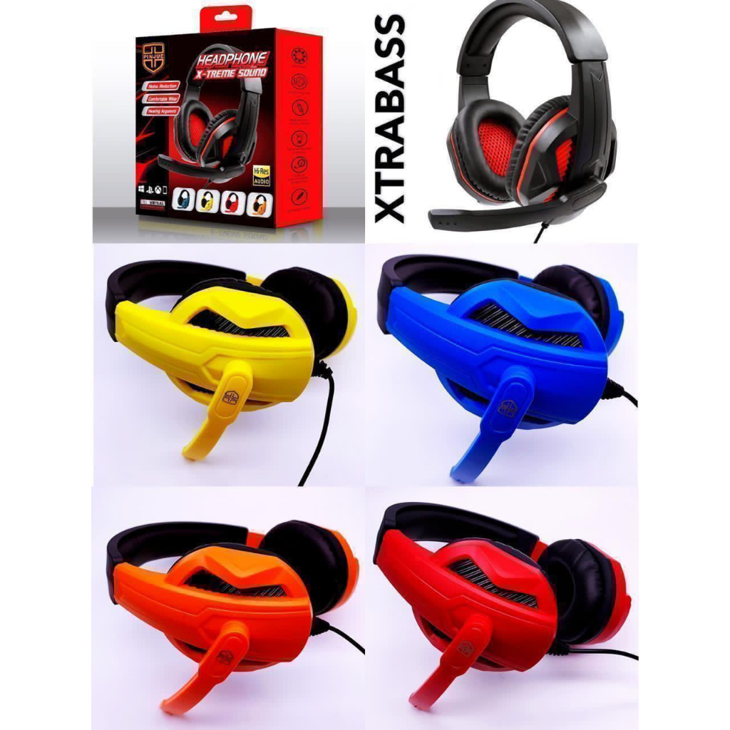 Headset Earphone DJ gaming p1 pinjue super jumbo + MIC + Stell volume