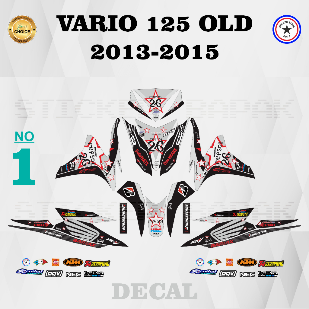 DECAL STICKER MOTOR VARIO 125 OLD 2013-2015 VARIASI ROCK STIKER VARIO LAMA