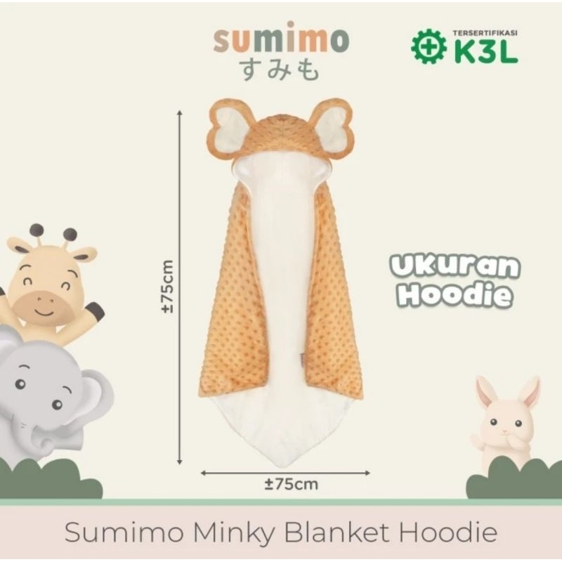 Sumimo Minky Blanket Hoodie Elephant - Selimut Bayi