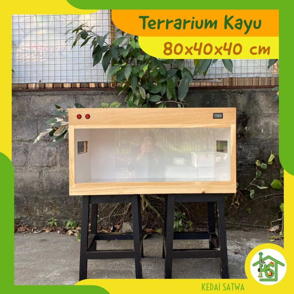 Terrarium Kayu Reptile 80 cm | Kandang Hewan | Terrarium Reptile, Sulcata, Landak Mini dll Kedai Sat