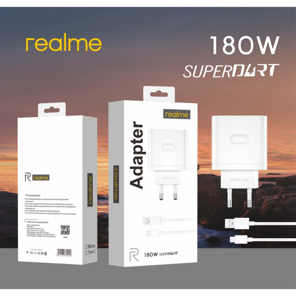 Charger TC Ori100 REALME 180w Support super Vooc Micro Type-C daya besar kualitas terbaik bisa buat semua hp BY SMOLL