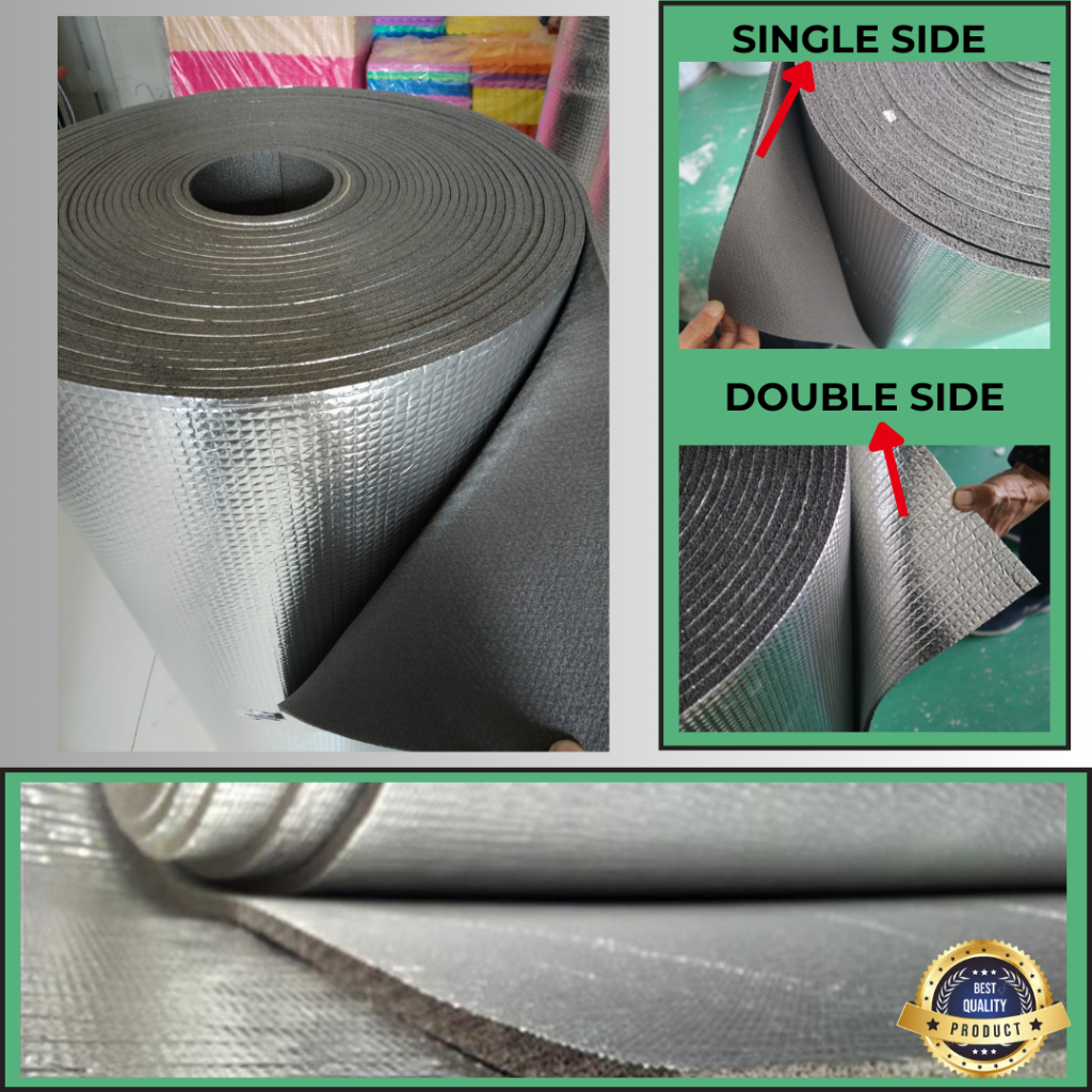 Peredam Panas Atap, alumunium foil atap, thermal foam insulation 12mm - 25mtr