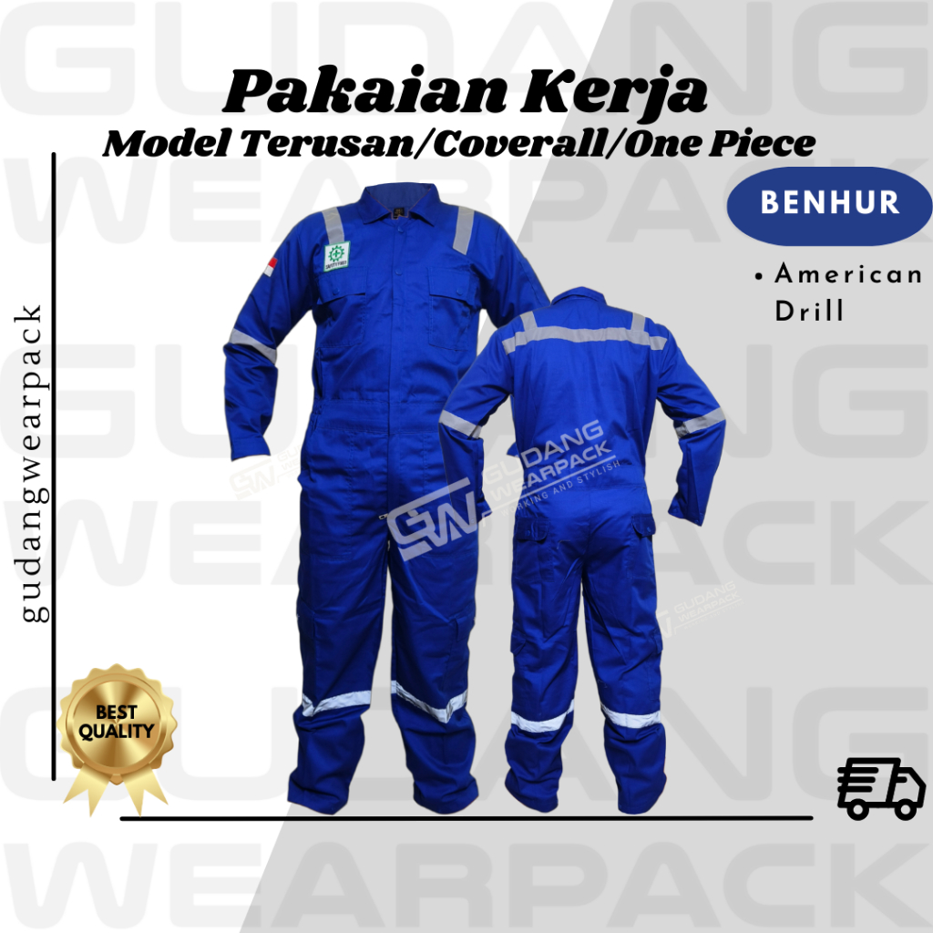 Gudang Wearpack - Pakaian Kerja Seragam Proyek Coverall - Terusan - One Piece Warna Benhur