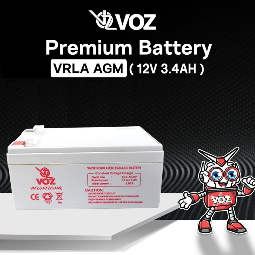 Voz Baterai VRLA 12V 3.4 Ah | Baterai Aki Voz 12V