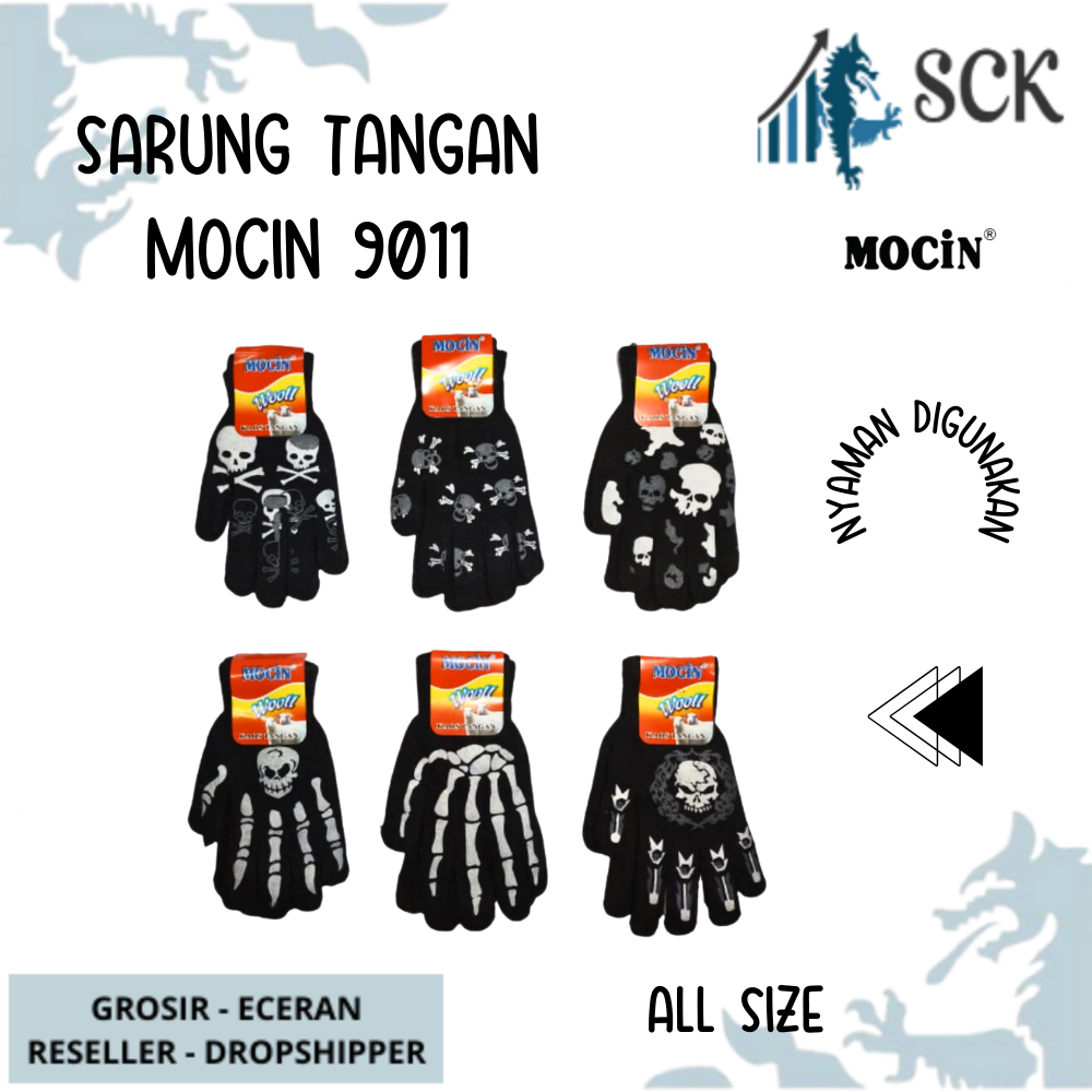 Sarung Tangan MOCIN 9011 Gelap Hitam / Sarung Tangan Motor Dewasa Kombinasi Motif MOCIN 9011 / Perlengkapan Otomotif - sckmenwear GROSIR