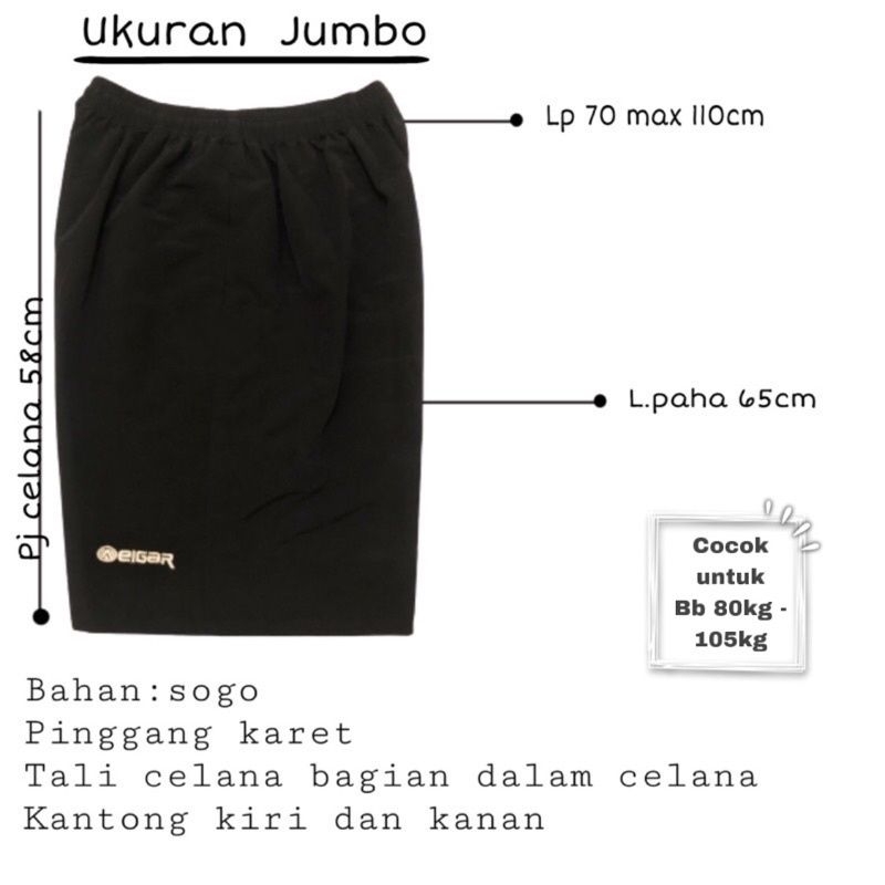 Celana Pendek Pria Wanita Super Jumbo Big Size XXXL - XXXXL