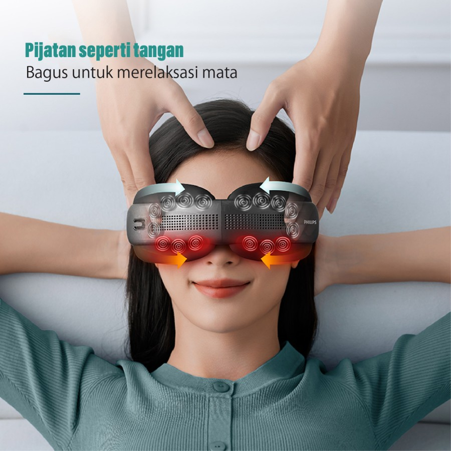 Philips PPM2522 Eye Mask Massage Vibration Three Temperature Not Squeeze Eyes Alat Pijat Mata Hot Compress Music Bluetooth Type-C Charging Cable