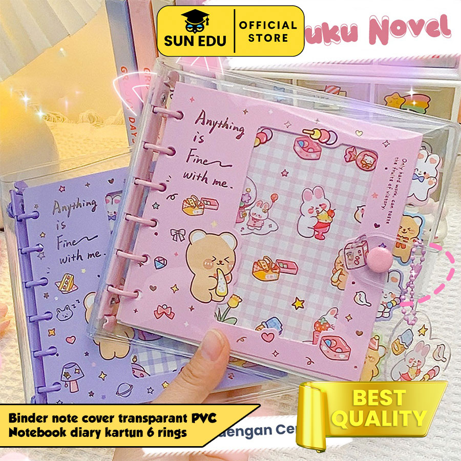 

Binder note cover transparant PVC / Notebook diary kartun 6 rings