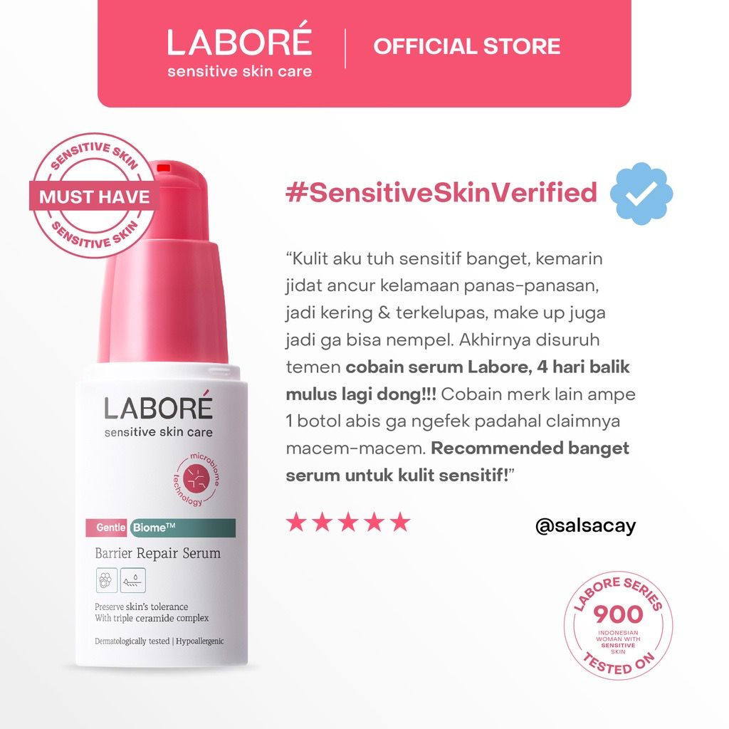 LABORE GentleBiome Barrier Repair Serum Triple Ceramide Complex Serum untuk Kulit Sensitif &amp; Memperbaiki Skin Barrier