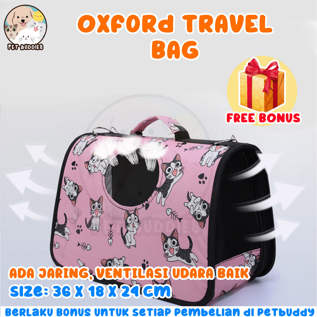 Oxford Travel Bag Tas Kucing Multifungsi Portabel Pet Carrier Cargo Tas Gendong