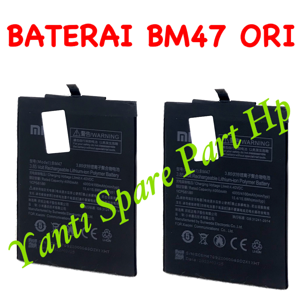 Baterai Xiaomi Redmi 3 3S 3Pro 4x BM47 Original New