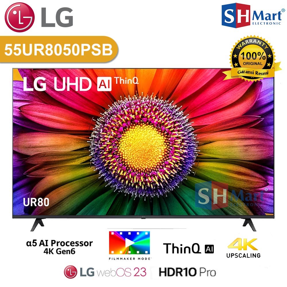 SMART TV LG 55 INCH 55UR8050 4K UHD AI ThinQ MAGIC REMOTE 55UR8050PSB  NEW 2023 GARANSI RESMI