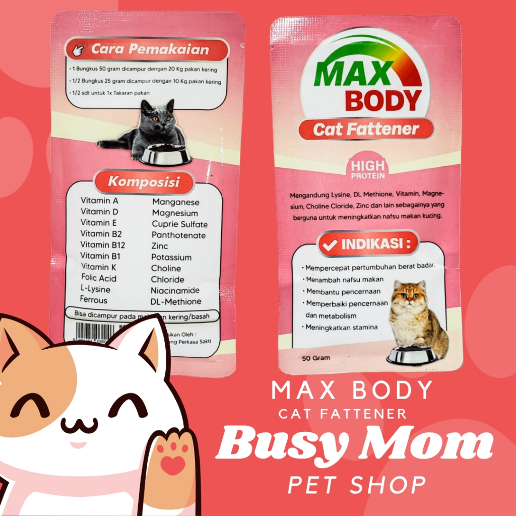 Body fat Cat - MAX BODY - KItty Fat - Giant Body Fat 50g Vitamin Penggemuk Kucing Sachet Bubuk Nutrisi Powder Bodyfat