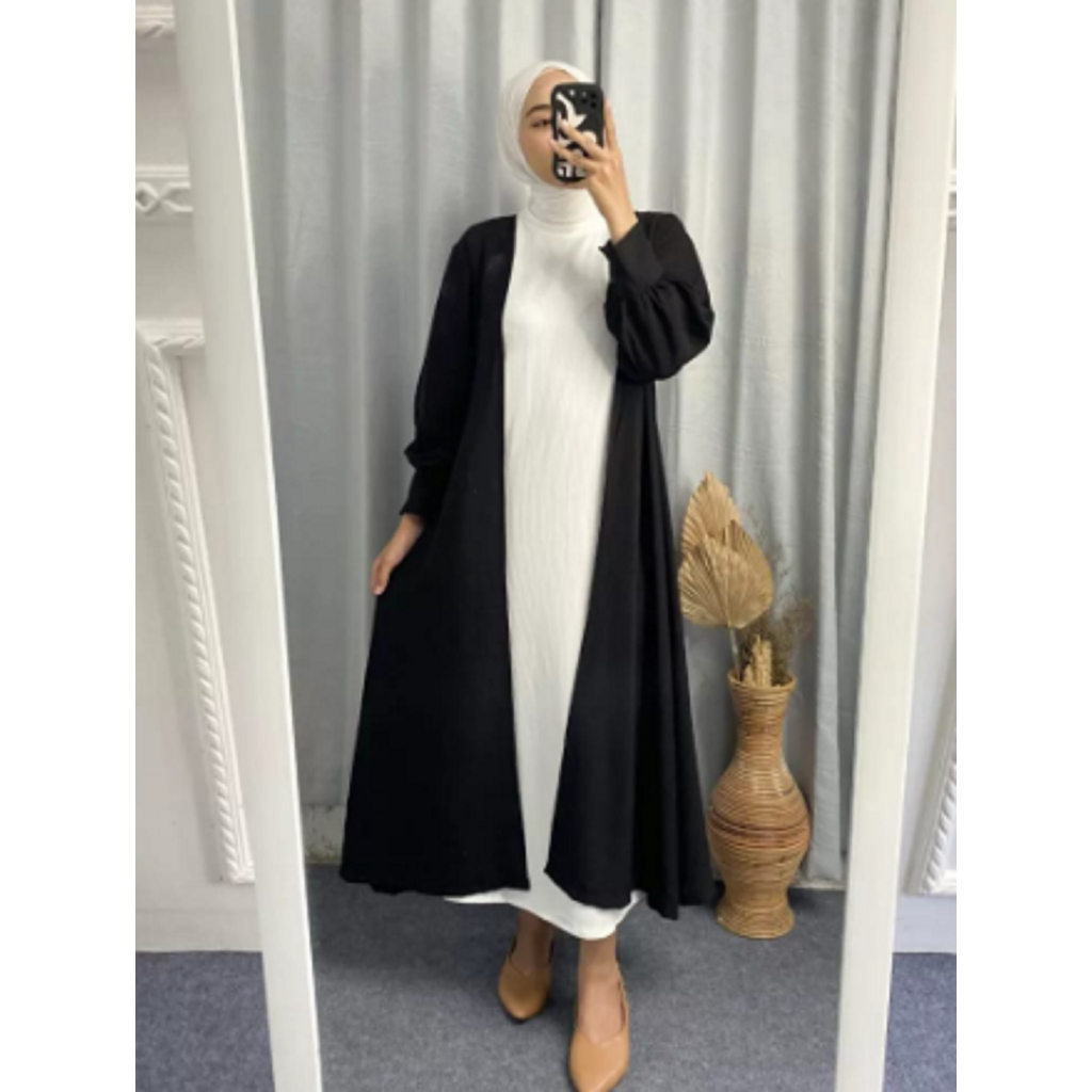 Belia Long Outer Polo Linen Cardigan panjang jumbo