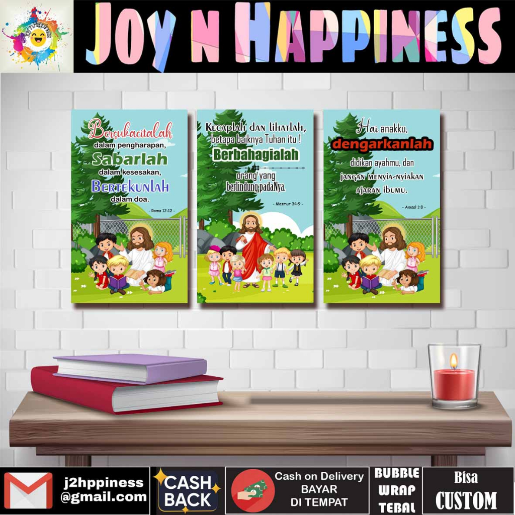 Hiasan Dinding Pajangan Dekorasi Ayat Alkitab Katolik Kristen Anak dan Yesus