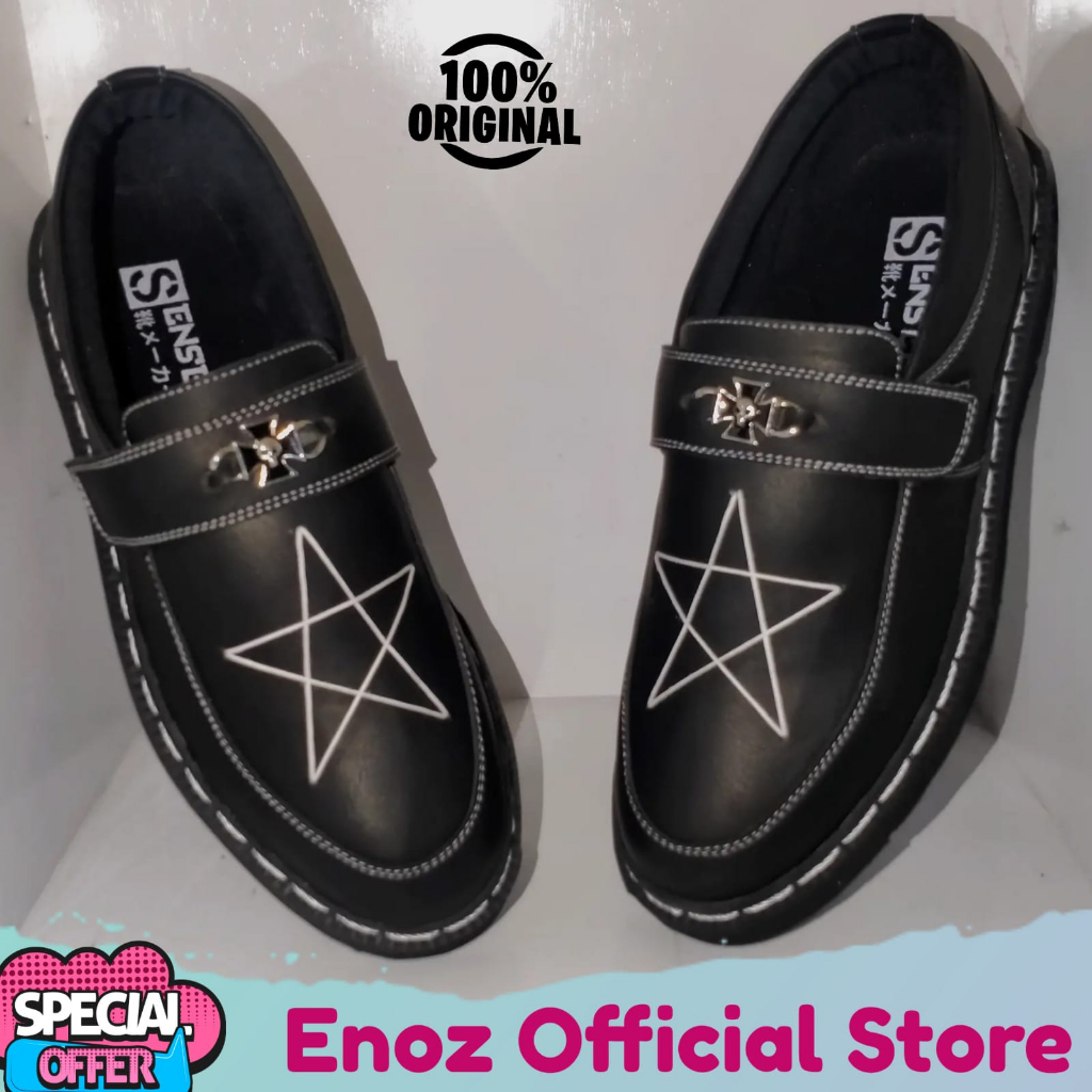 Sepatu Penny Loafers Pria Kulit Pu Sinthetic Slip On Formal Hitam Original Enoz Smile