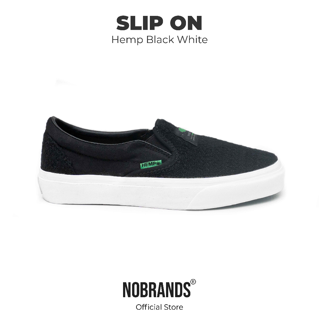 Hot Nobrands Footwear Sepatu Slip On Hemp Black & White 36-46 Sepatu Sneaker Casual Sport