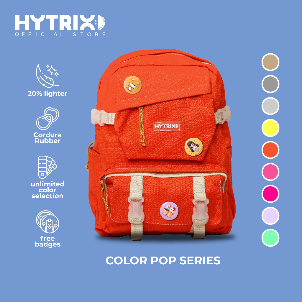 HYBRAND x HYTRIX [ZL31] - Colour Pop Backpack - Ransel Wanita Korea Unik Limited Edition - FREE Pin Bross Gambar Random