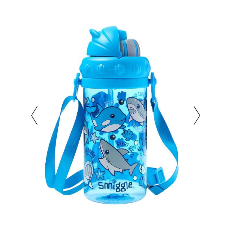 Smiggle Up & Down Teeny Tiny Plastic Drink Bottle With Strap 400Ml (Shark)