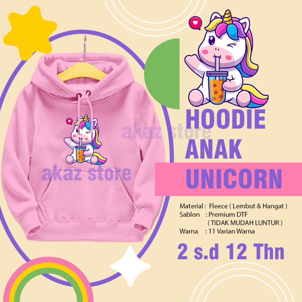 JAKET HOODIE ANAK PEREMPUAN CEW UNICORN LEMBUT TERBARU