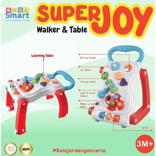 Bebe Smart  Super Joy Walker &amp; Table / Alat Bantu Belajar Bayi