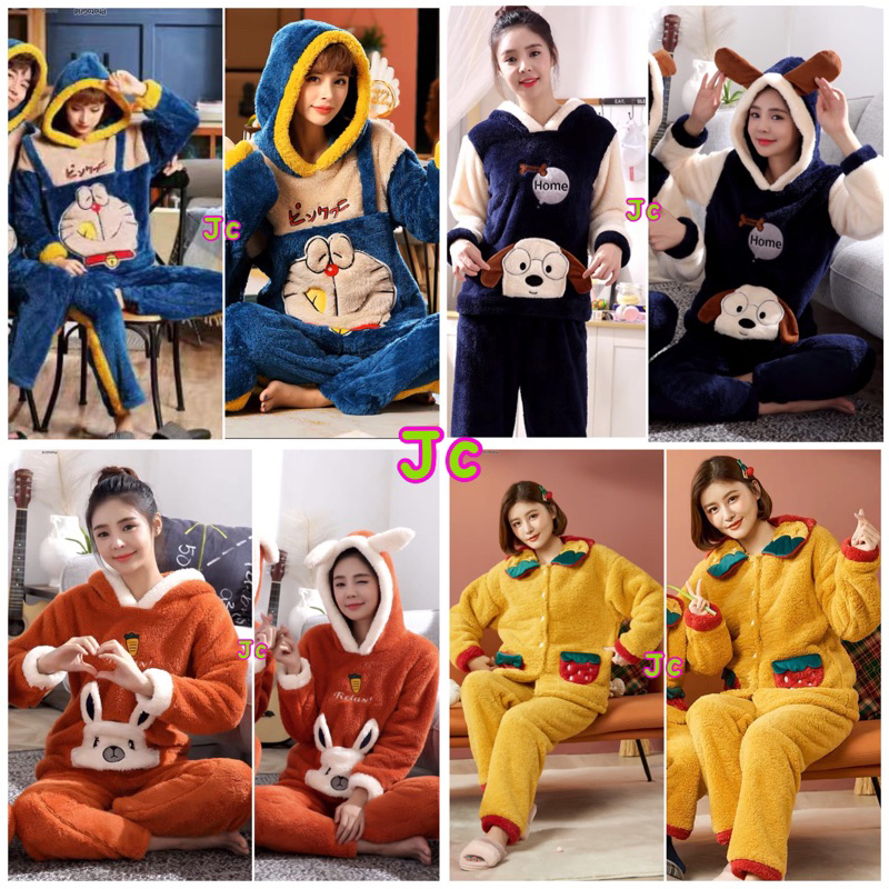 JC- St piyama bulu Import / Stelan bulu karakter / set bludru bulu Import