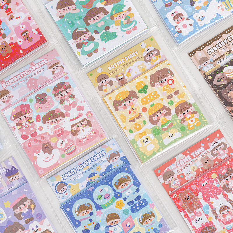 

CUTE GIRL DREAM ADVENTURES FLAKE STICKERS SET | STIKER SET LUCU