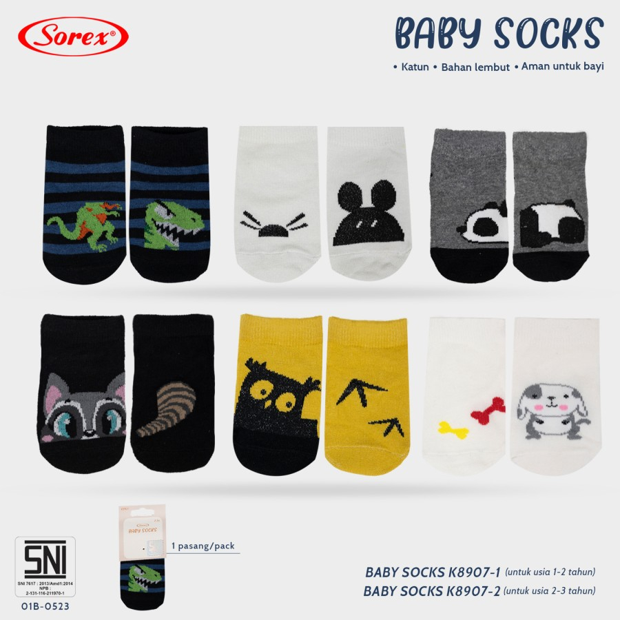 kaos kaki baby katun lembut sorex k 8904 8905 8907 nyaman