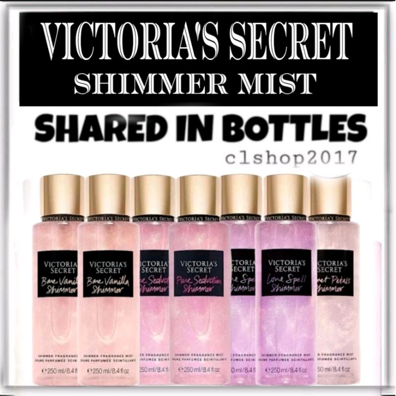 VICTORIA'S SECRET VS SHARE IN BOTTLE SHIMMER MIST &amp; LOTION PURE SEDUCTION COCONUT PASSION AQUA BARE shared in bottles