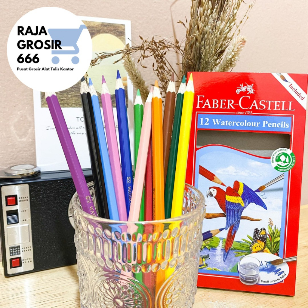 

pensil warna FABER CASTELL isi 12 pcs include brush COD water color pencil termurah