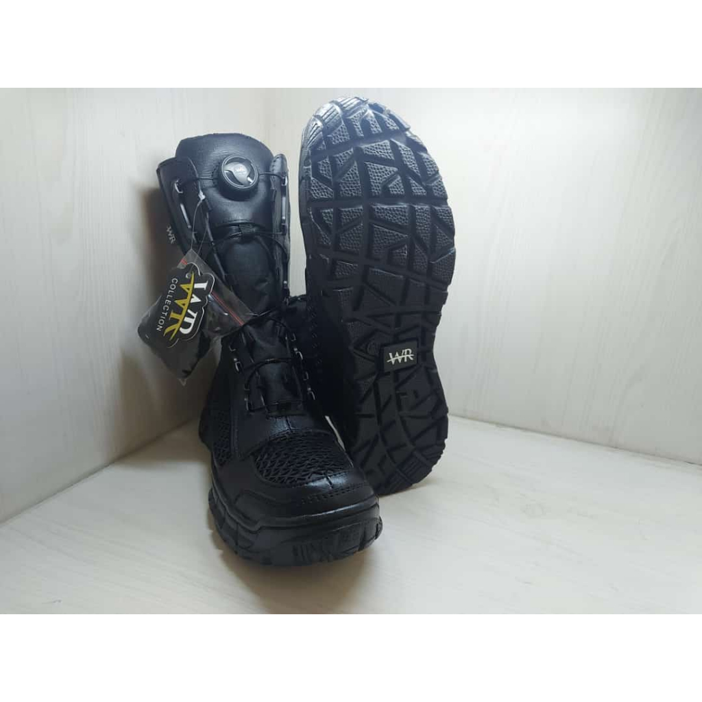 Sepatu PDL Tali Putar / Sepatu Lapangan WR / Tni-Polri-Polpp-Linmas Kulit Kombinasi Cordura