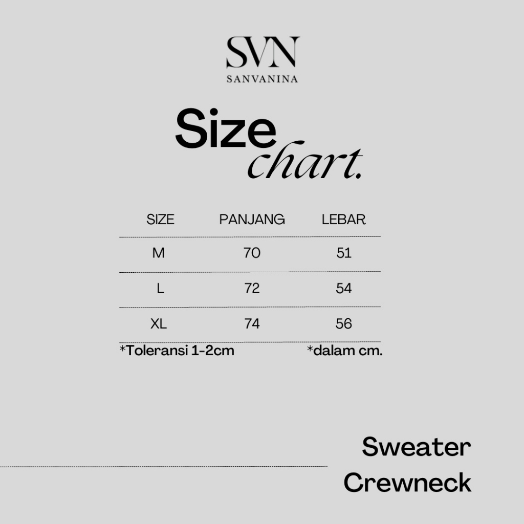 SANVANINA Sweater Crewneck Black Unisex | Sweatshirt Polos Hitam C-01A