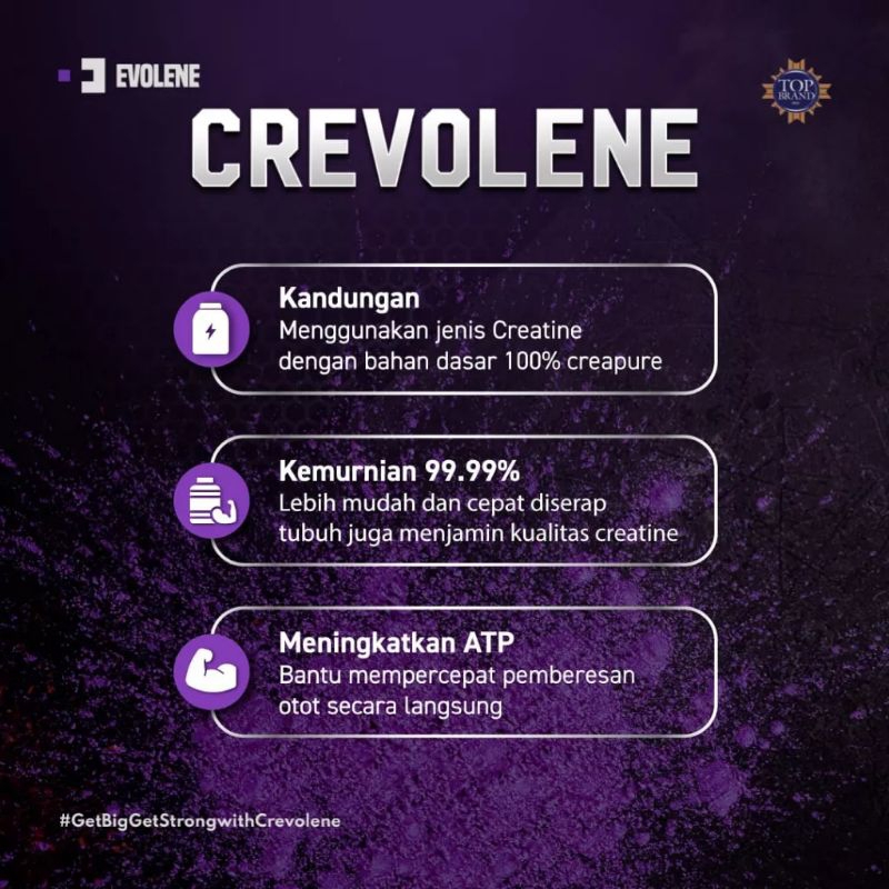 Evolene Crevolene Creatine Monohydrate 330 gram 330gr 60 servings Rasa Anggur