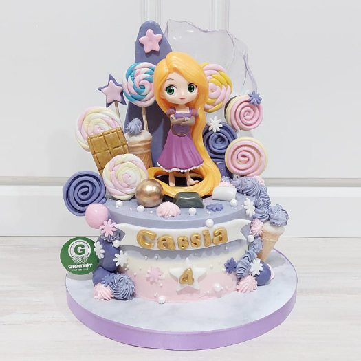 

CAKE TEMA PRINCESS RAPUNZEL UK 15CM / KUE ULANG TAHUN