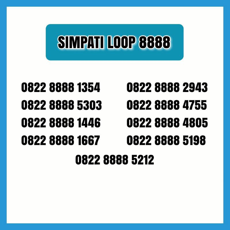 Nomor cantik Simpati Loop 8888