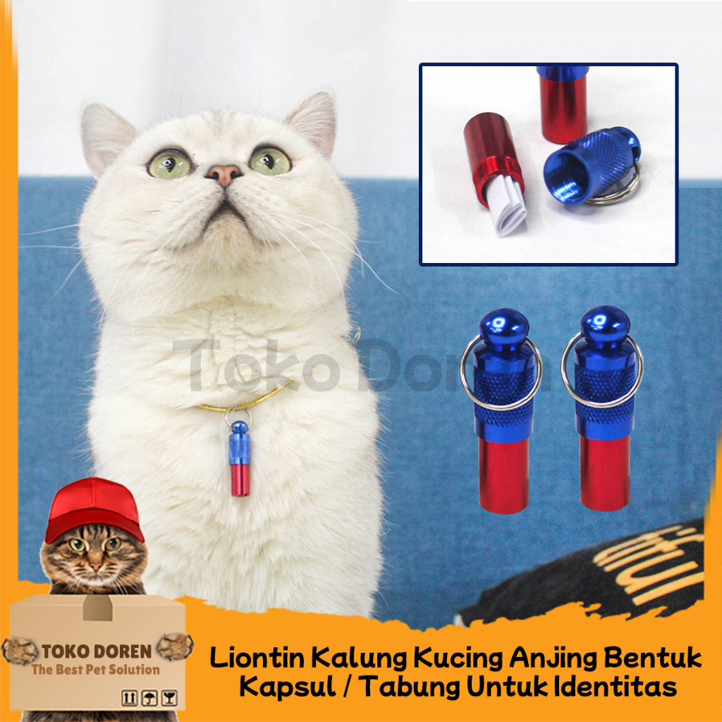 Liontin Kalung Kucing Anjing Bentuk  Kapsul / Tabung Untuk Identitas Label