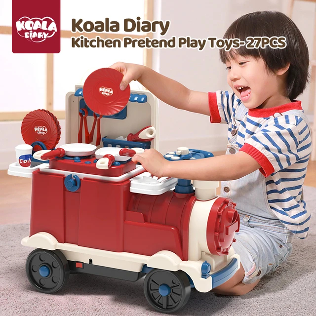 Koala Diary Sliding Tableware Train Kitchen Pretend Play Mainan Edukasi Anak