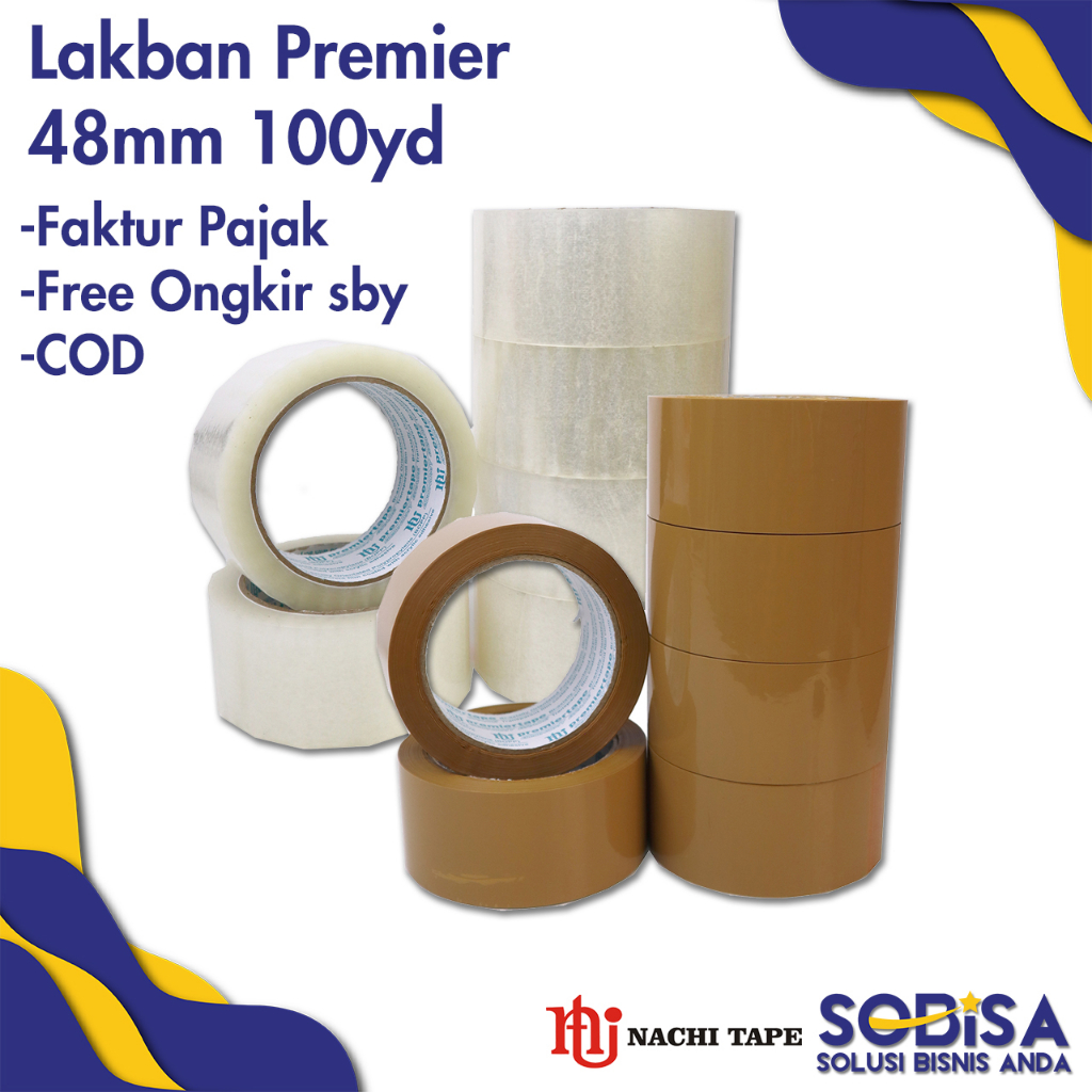 

Lakban OPP Bening Isolasi PREMIER Tape Selotip NACHI 48mm 100 Yard