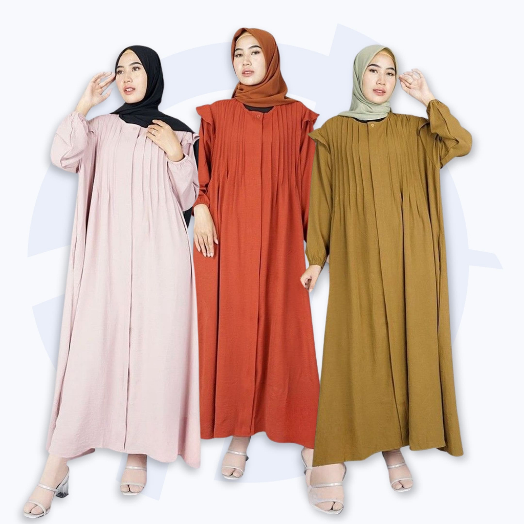Long Dress Wanita Big Size Casual Semi Formal Baju Gamis Crinkle Airflow Polos Jumbo LD 140 Kekinian