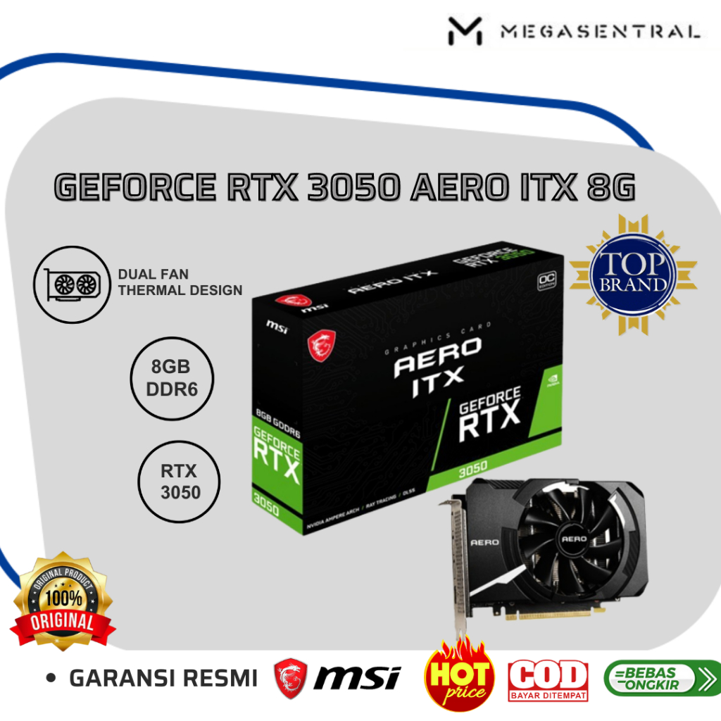 MSI GeForce RTX™ 3050 AERO ITX 8G OC | GeForce RTX 3050 8GB GDDR6