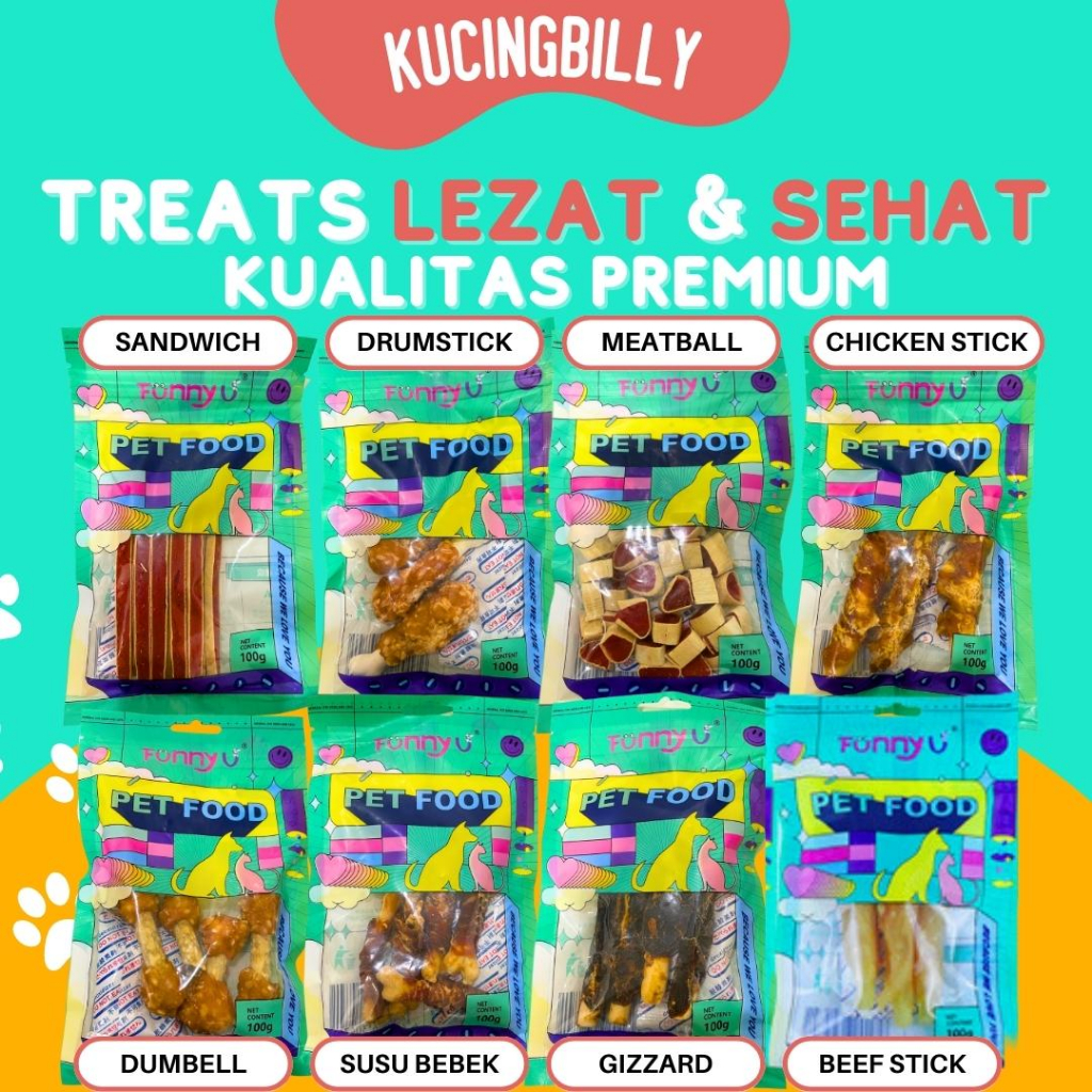 FUNNY U STICK treats lezat kucing anjing cemilan snack